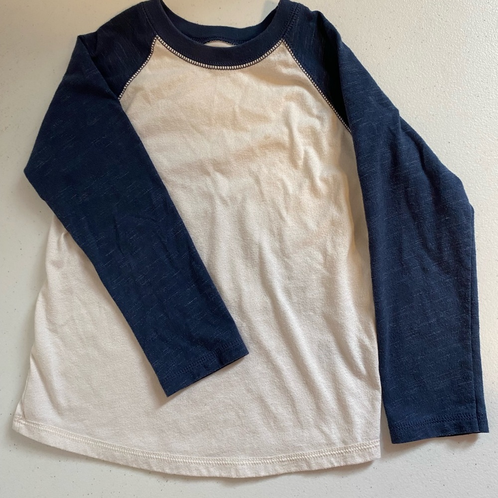 Kids Navy and White Long Sleeve Shirt